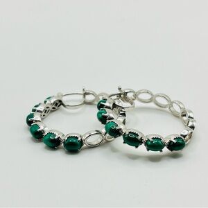 Karis African Malachite 8.50 ctw Earrings in Platinum Bond and Stainless Steel